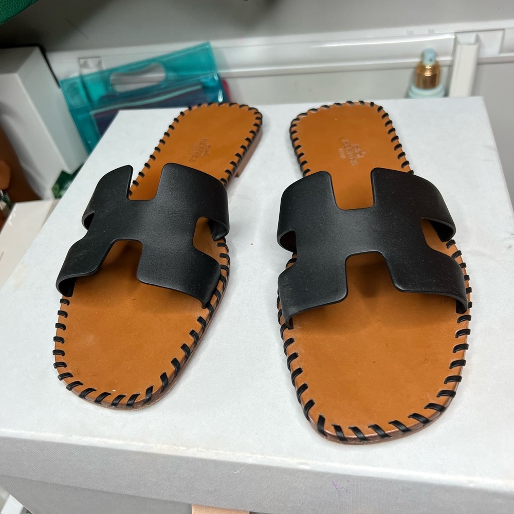 COPY - Hermes Black Oran Sandals, Size 40